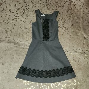 Gray A-Line Mini Dress with Scoop Neck for Cocktail